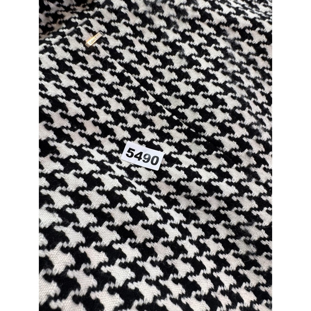 Calvin Klein Coat Womens 10 Black White Houndstooth Wool Tweed Zip Pockets - Picture 10 of 10